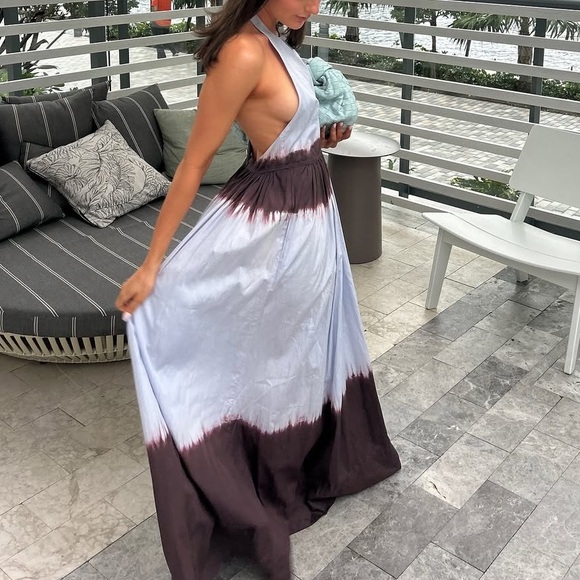 A.L.C. Dresses & Skirts - A.L.C. Light Blue and Dark Brown Tie-Dye Halter Maxi Dress